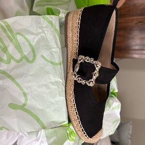 Sam Edelman Maddy Mary Jane Espadrille Flats Black Size 8 1/2 M